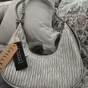Vegan Silver Shoulder Bag